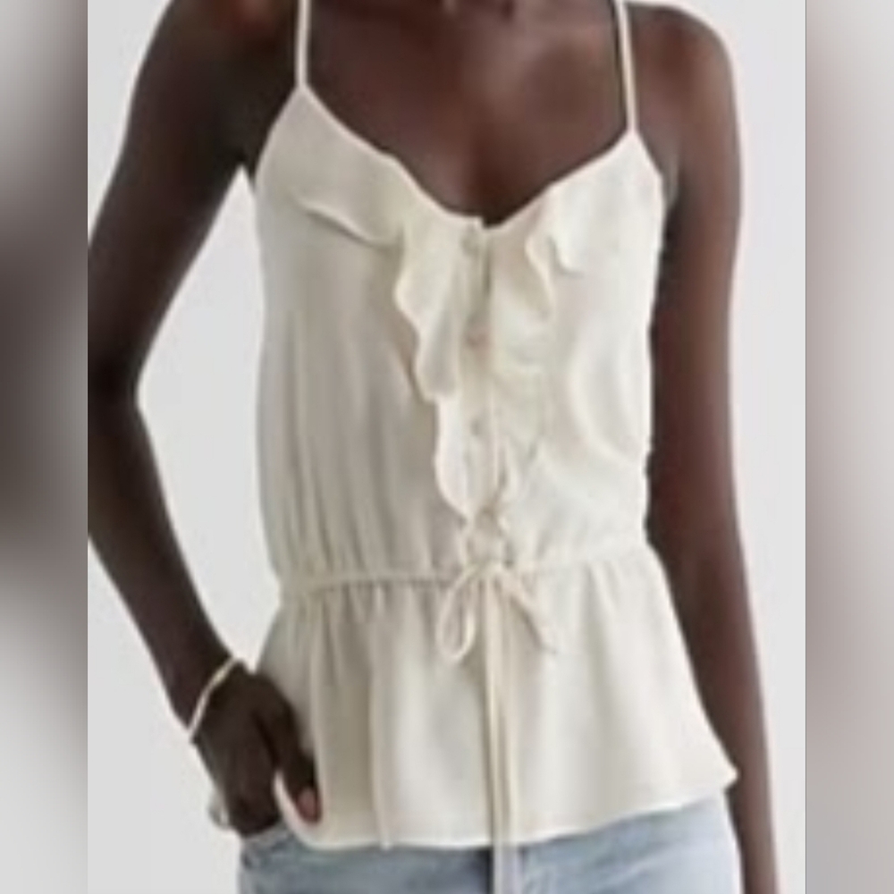 Express Cream Camisole ruffle Top NWT large